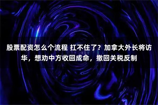 股票配资怎么个流程 扛不住了？加拿大外长将访华，想劝中方收回成命，撤回关税反制